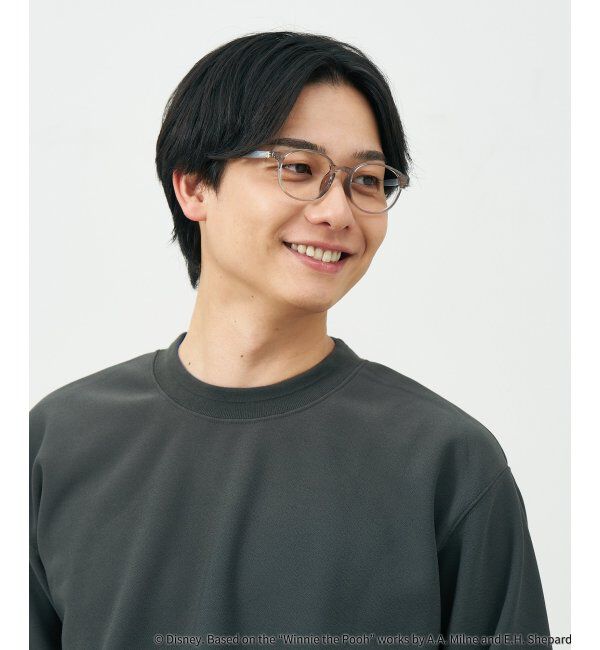  「 ボストン型 メガネ | 軽量、伊達めがね、読書、くまのプーさん Zoff  レンズ交換券付 レンズ交換券付」|メガネ|