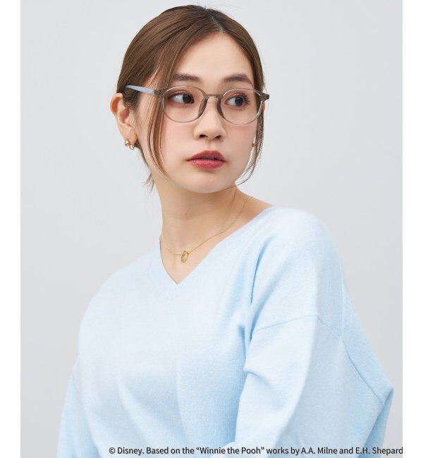  「 ボストン型 メガネ | 軽量、伊達めがね、読書、くまのプーさん Zoff  レンズ交換券付 レンズ交換券付」|メガネ|