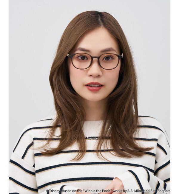  「 ボストン型 メガネ | 軽量、伊達めがね、読書、くまのプーさん Zoff  レンズ交換券付 レンズ交換券付」|メガネ|