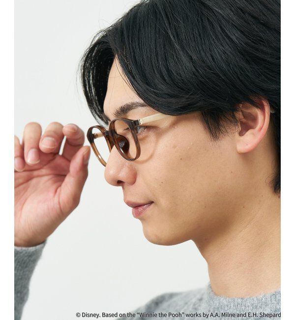  「 ボストン型 メガネ | 軽量、伊達めがね、読書、くまのプーさん Zoff  レンズ交換券付 レンズ交換券付」|メガネ|