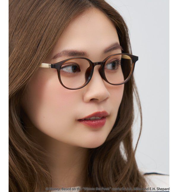  「 ボストン型 メガネ | 軽量、伊達めがね、読書、くまのプーさん Zoff  レンズ交換券付 レンズ交換券付」|メガネ|