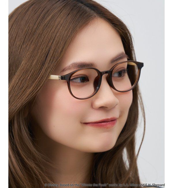  「 ボストン型 メガネ | 軽量、伊達めがね、読書、くまのプーさん Zoff  レンズ交換券付 レンズ交換券付」|メガネ|