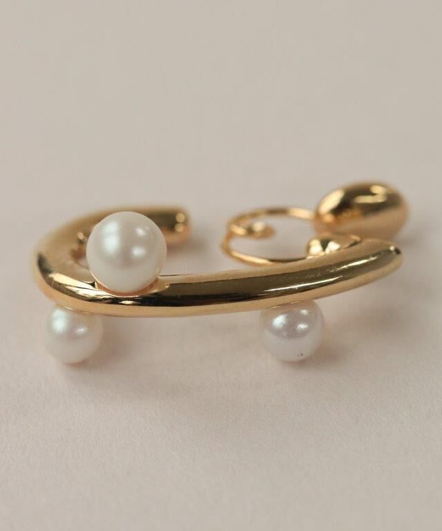  「Bubbloop U字3粒パールイヤリング　ノンホールピアス」|イヤリング|