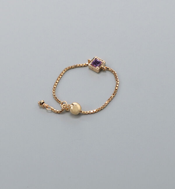 JUPITER「【K10】天然石チェーンリング/2月誕生石/アメシスト」|リング|