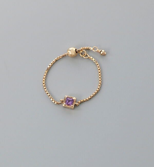JUPITER「【K10】天然石チェーンリング/2月誕生石/アメシスト」|リング|