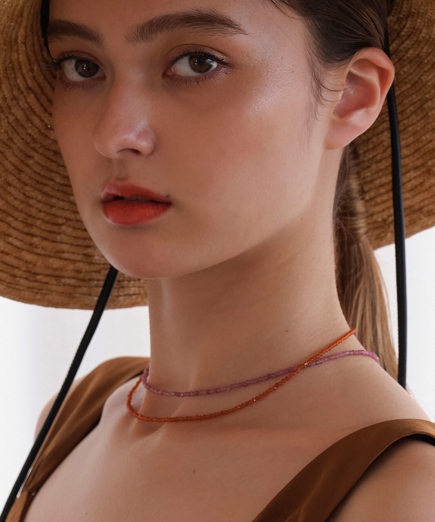 JUPITER「天然石ビーズネックレス/金属アレルギー対応/ニッケルフリー　カーネリアン」|ネックレス|