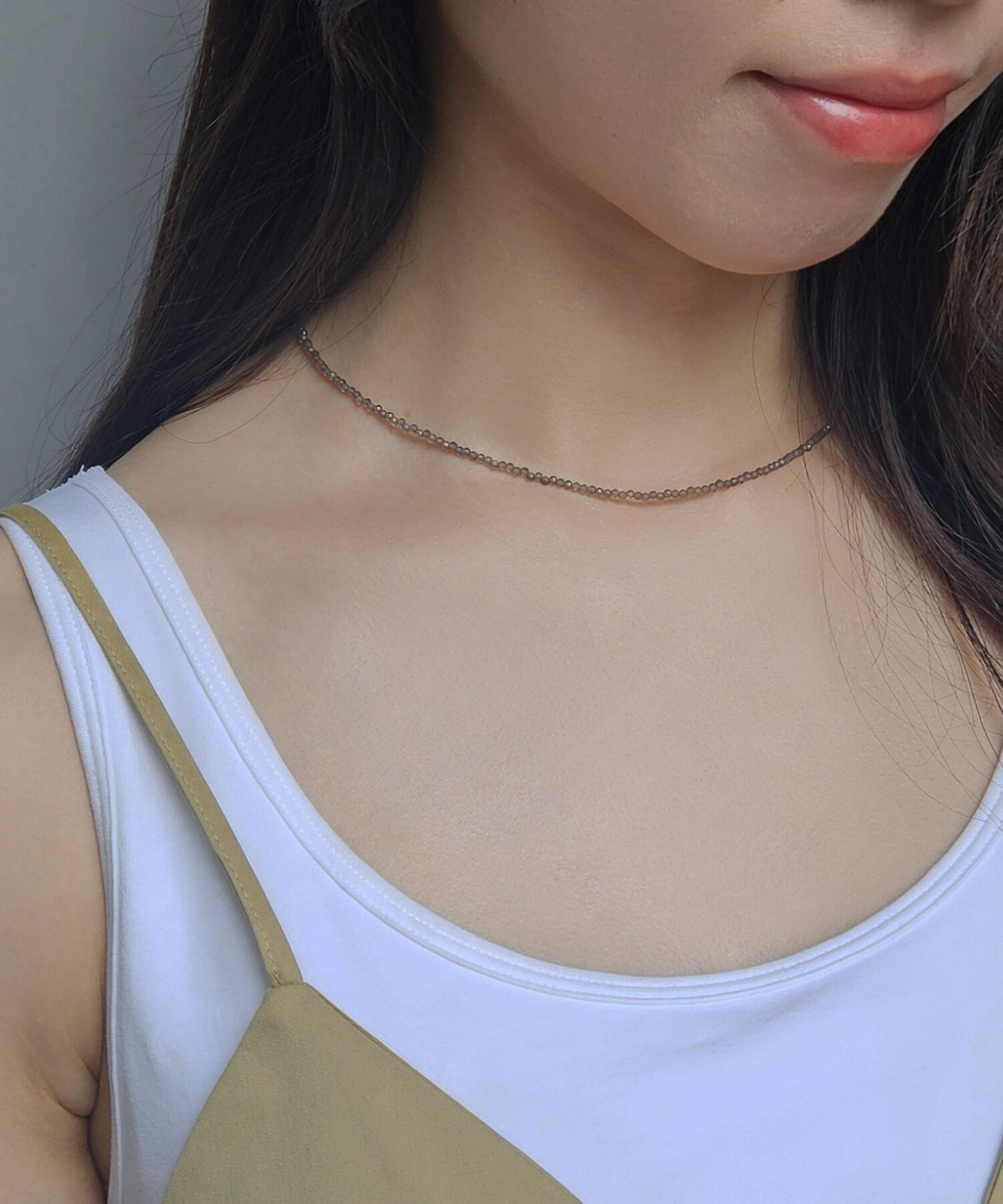 JUPITER「天然石ビーズネックレス/金属アレルギー対応/ニッケルフリー　スモーキークォーツ」|ネックレス|