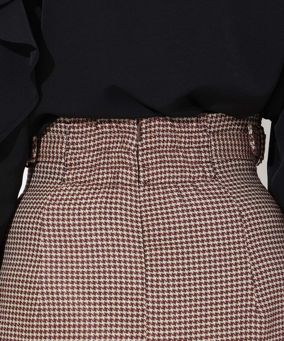 アンドクチュール「サイドベルト千鳥切替スカート」|フレア|