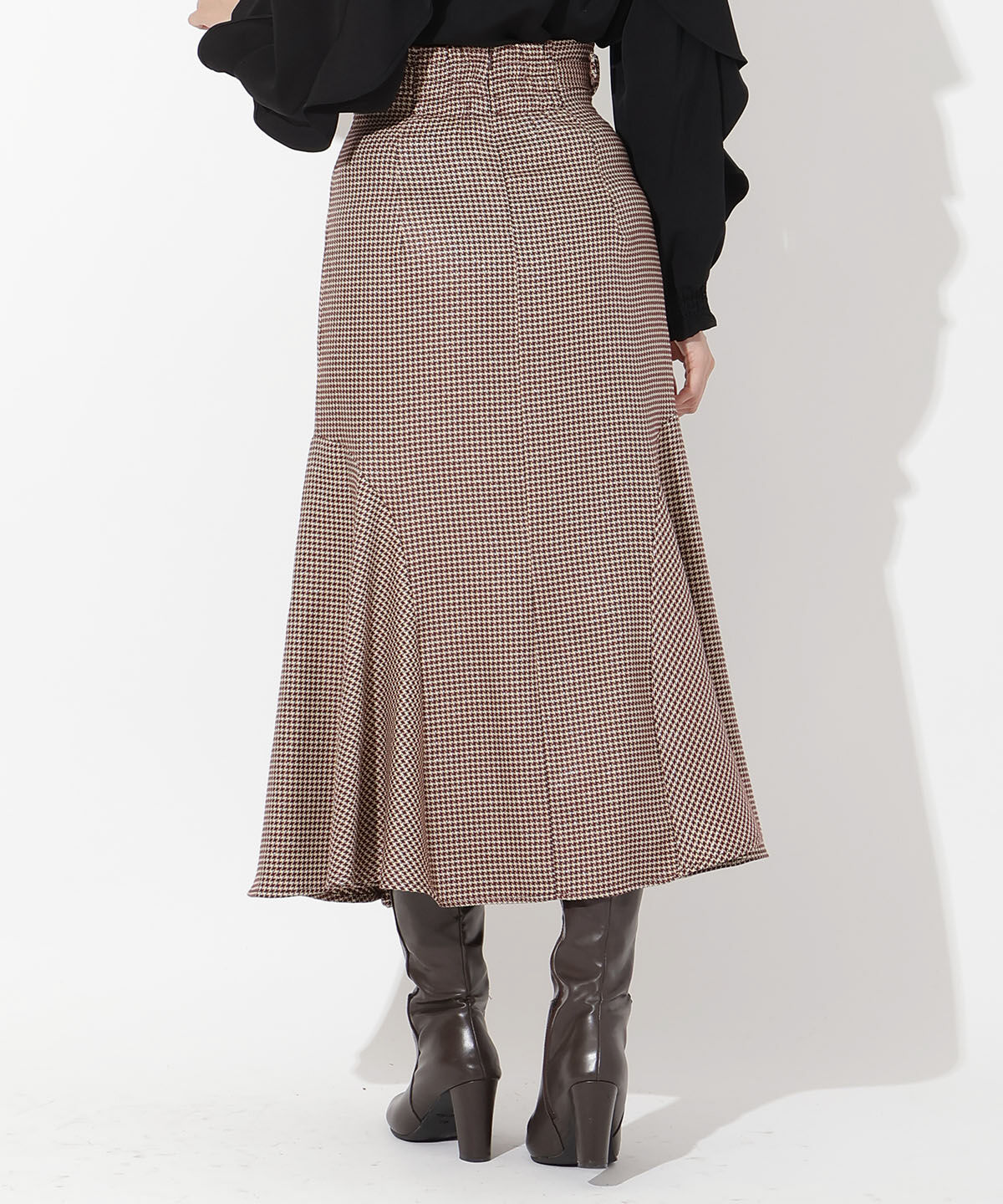 アンドクチュール「サイドベルト千鳥切替スカート」|フレア|