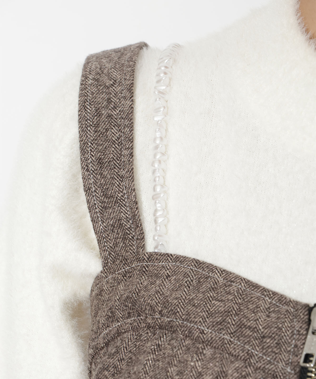 アンドクチュール「ヘリンボーンツイードキャミセットアップ」|ワンピース|