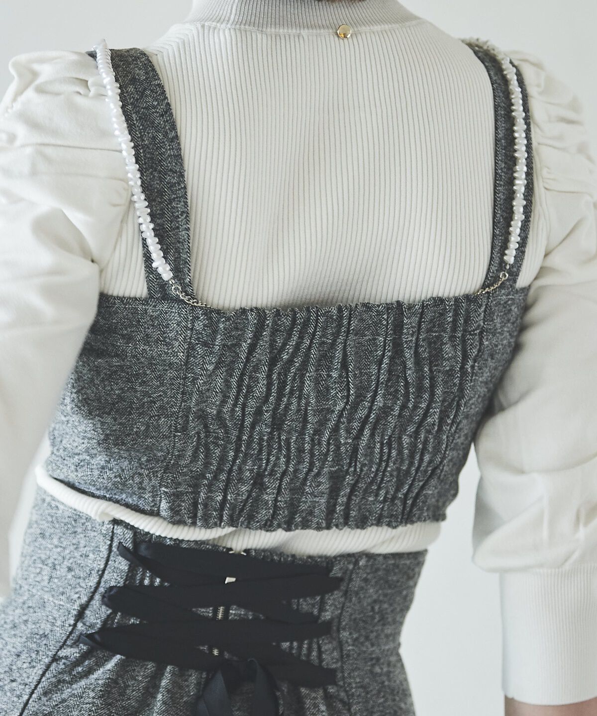 アンドクチュール「ヘリンボーンツイードキャミセットアップ」|ワンピース|