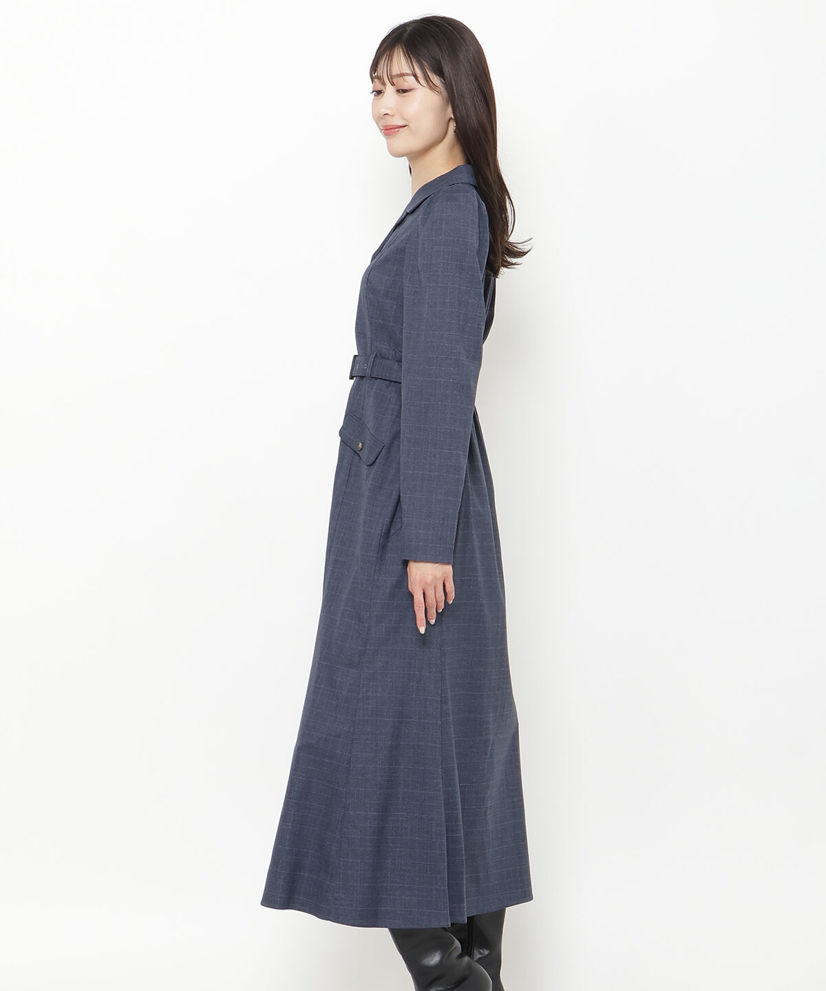 アンドクチュール「パワショルテーラーカラー長袖ワンピース」|ワンピース|