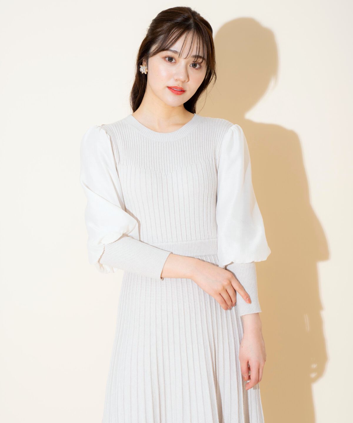 WILLSELECTION「袖オーガンジーニットワンピース」|ワンピース|