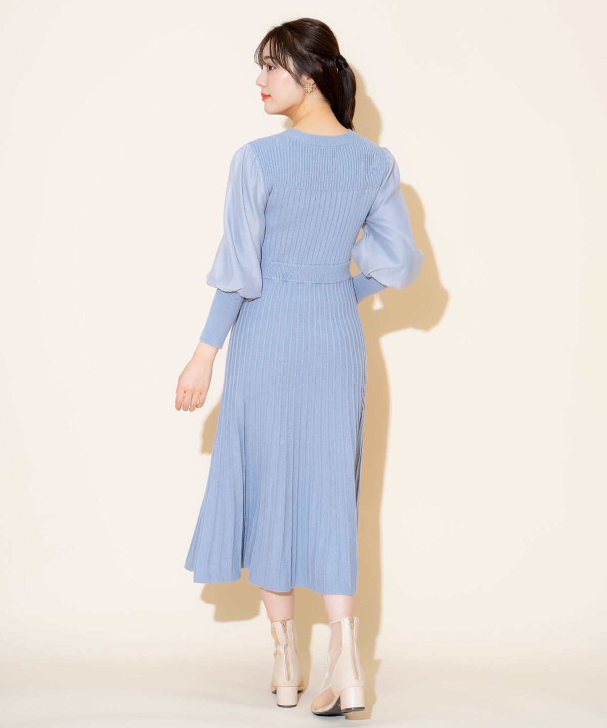 WILLSELECTION「袖オーガンジーニットワンピース」|ワンピース|