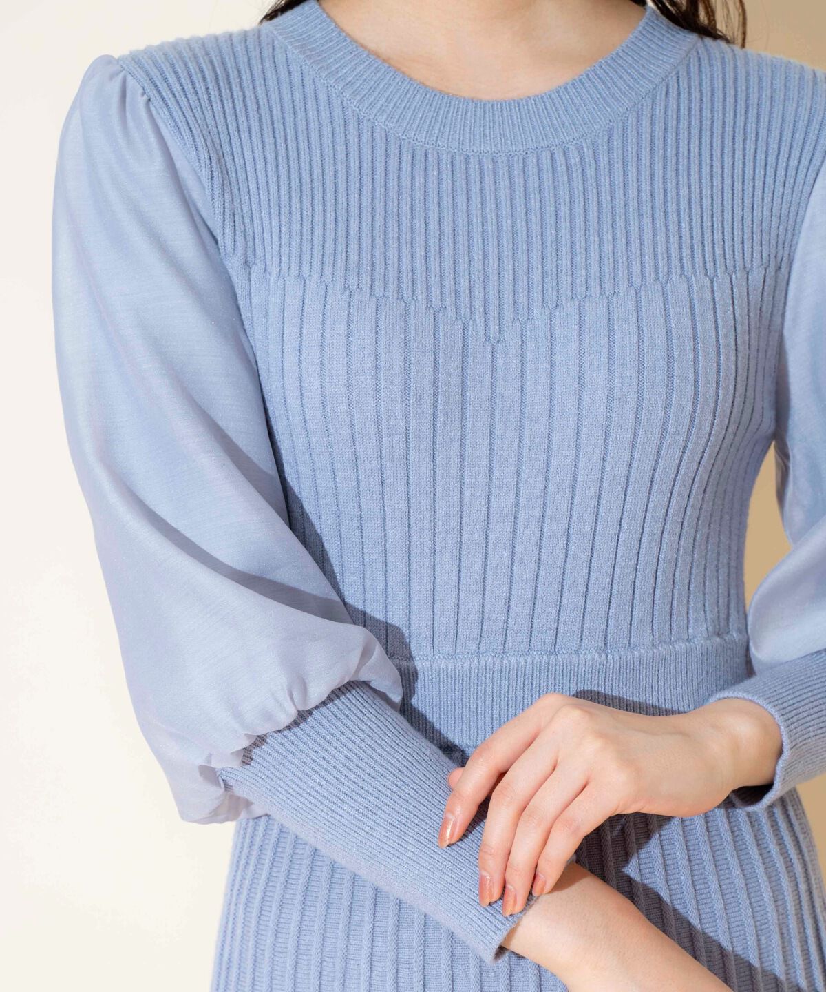 WILLSELECTION「袖オーガンジーニットワンピース」|ワンピース|