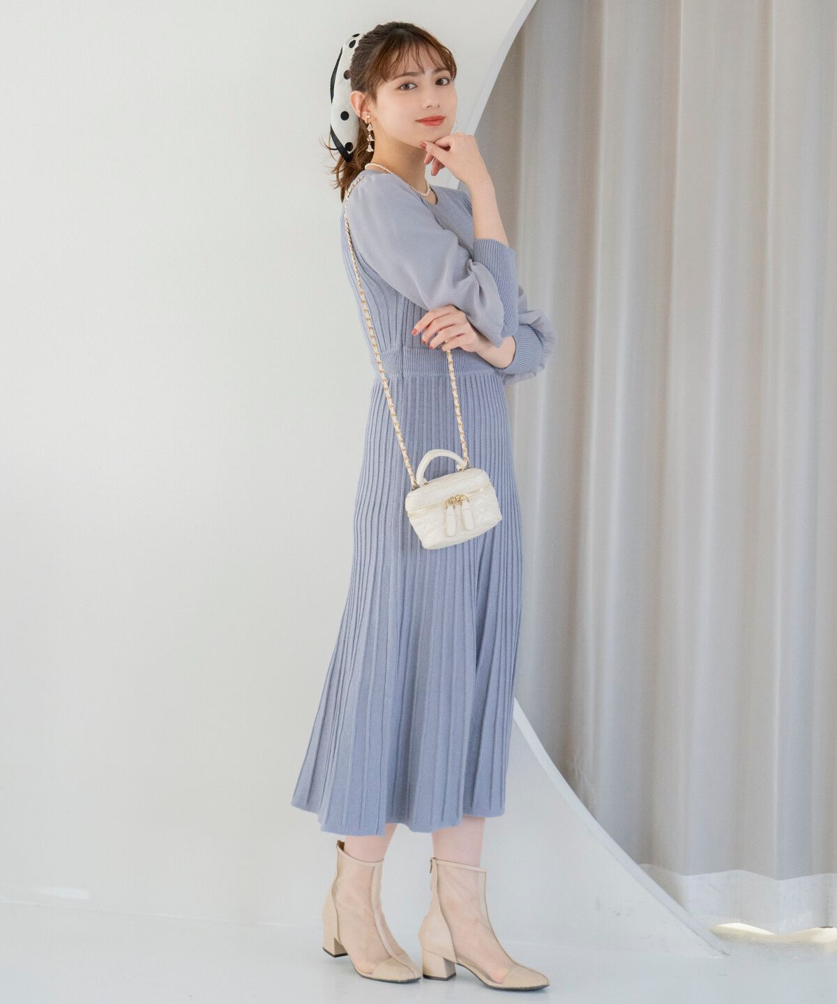 WILLSELECTION「袖オーガンジーニットワンピース」|ワンピース|