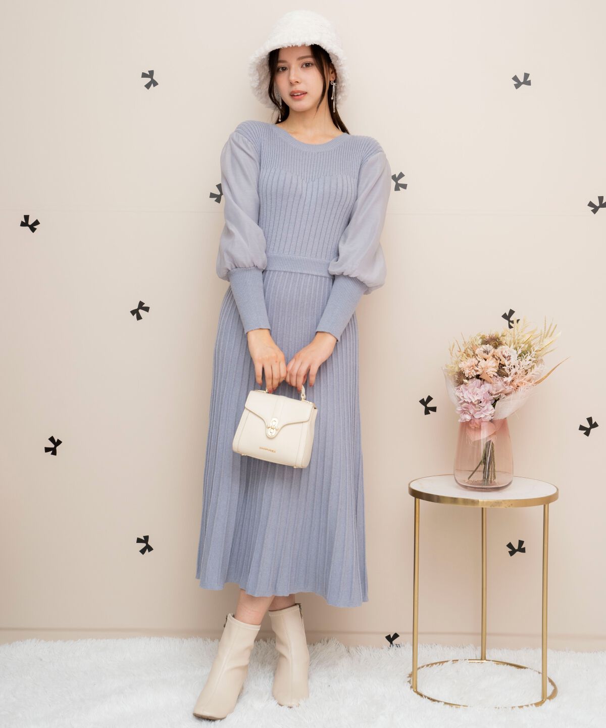 WILLSELECTION「袖オーガンジーニットワンピース」|ワンピース|