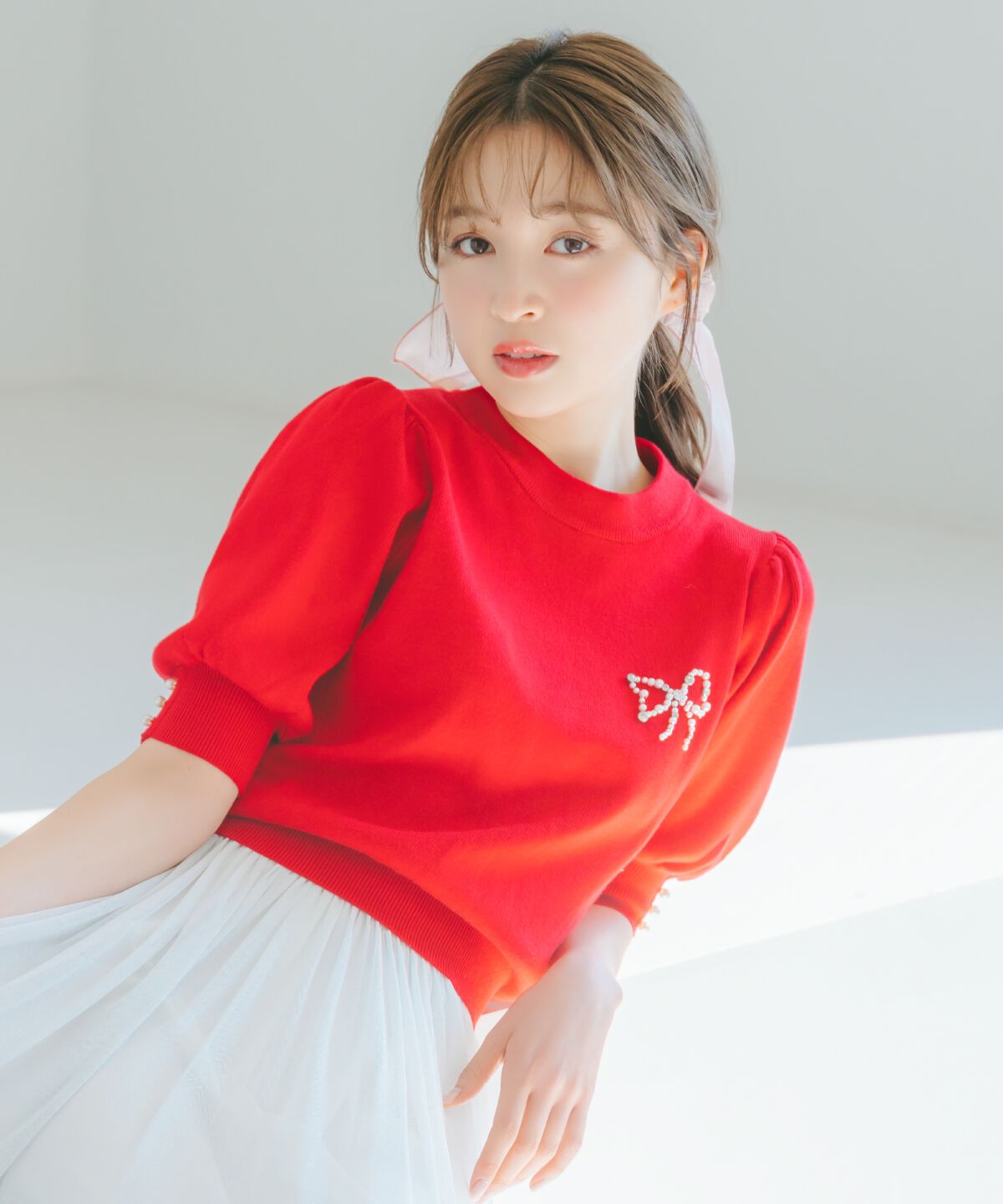 WILLSELECTION「リボンモチーフニットプルオーバー」|ニット・セーター|