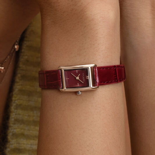 OLIVIA BURTON 「〈OLIVIA BURTON(ｵﾘﾋﾞｱﾊﾞｰﾄﾝ)〉ｸﾗｼｯｸ 16mm　ﾐﾆｸﾞﾛｰﾌﾞ ﾛｰｽﾞｺﾞｰﾙﾄﾞ＆ﾁｪﾘｰ ｸﾛｺﾀﾞｲﾙﾚｻﾞｰ」|腕時計|RED