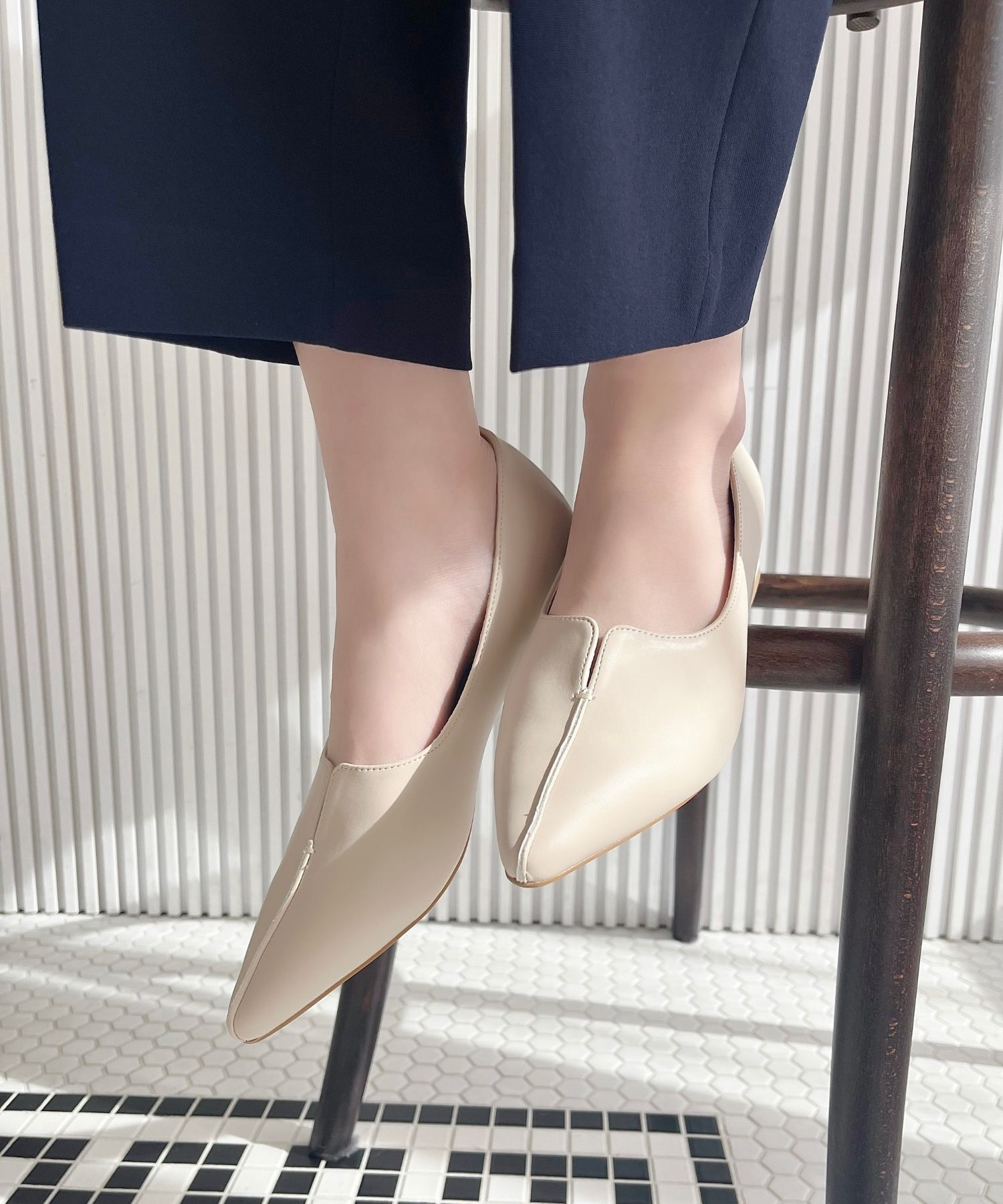 ORiental TRaffic「【WEB限定/累計2万足突破】フレア ヒール ポインテッドトゥ パンプス /45301 ヒール2.8ｃｍ 通勤靴 」|パンプス|BEIGE