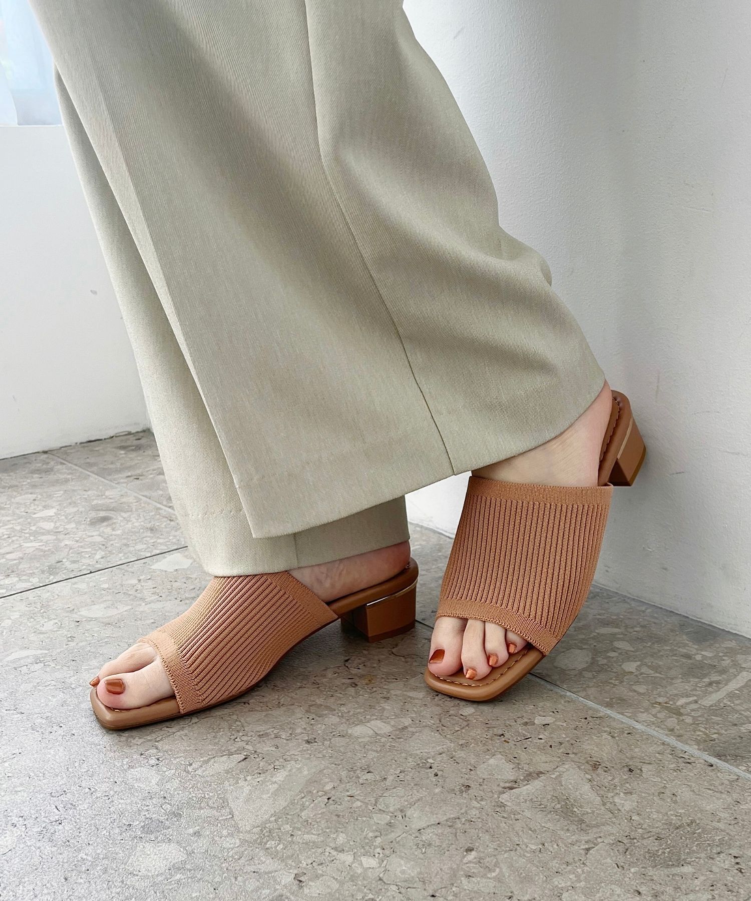WA Oriental TRaffic「●2025春夏新作●ニットミュールサンダル/52207 ミュール ニット トレンド サンダル 柔らかい 人気」|サンダル|