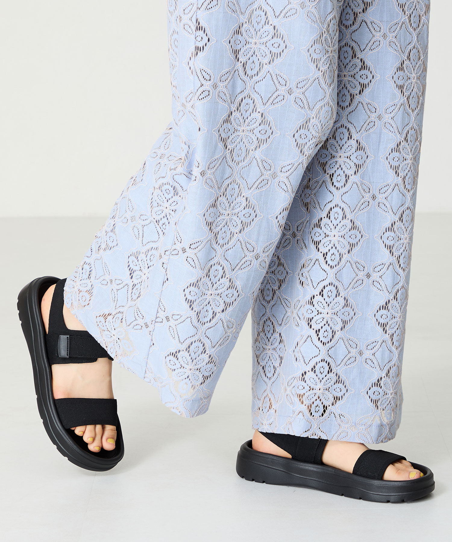 ORiental TRaffic「【Fit meサンダル】ニットダブルベルトサンダル/55208 サンダル 人気 WEB限定 ニット 軽い」|サンダル|