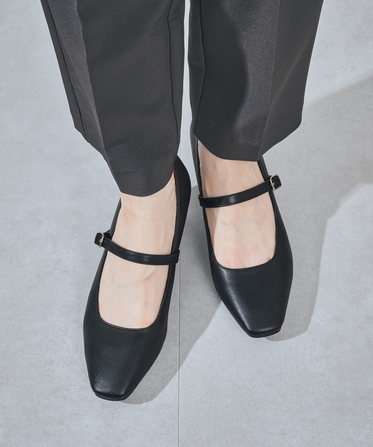 ORiental TRaffic「 スクエアトゥ ストラップ ヒール パンプス /R-3006 オフィス 就活 冠婚葬祭」|パンプス|