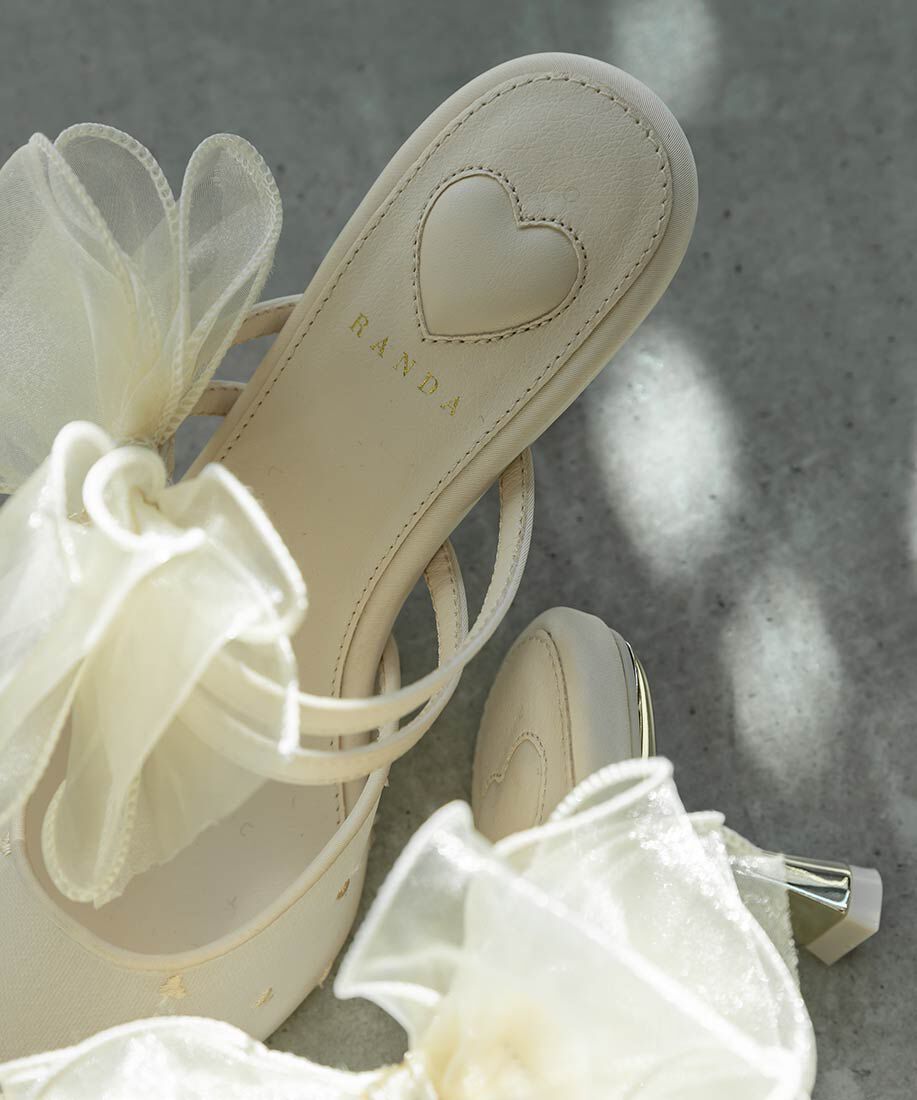  「シフォンリボンハートミュールパンプス」|パンプス|