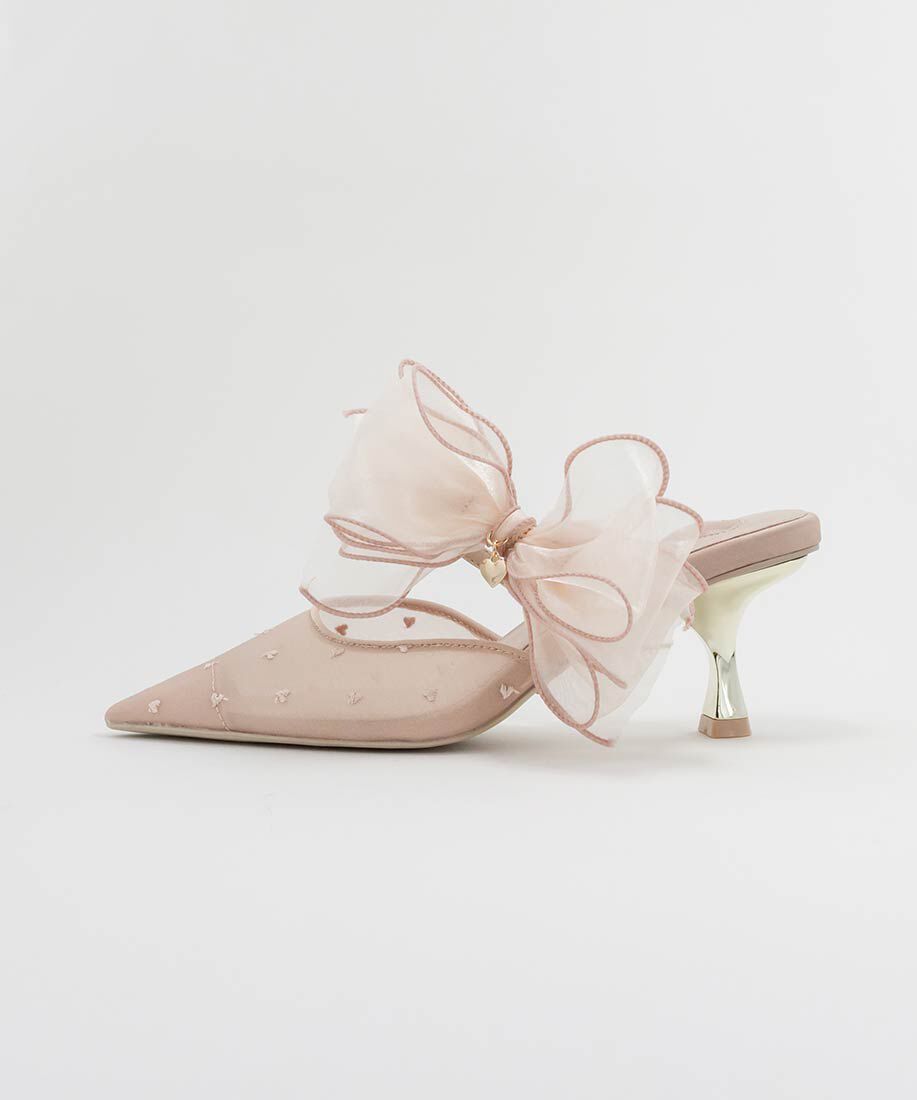  「シフォンリボンハートミュールパンプス」|パンプス|