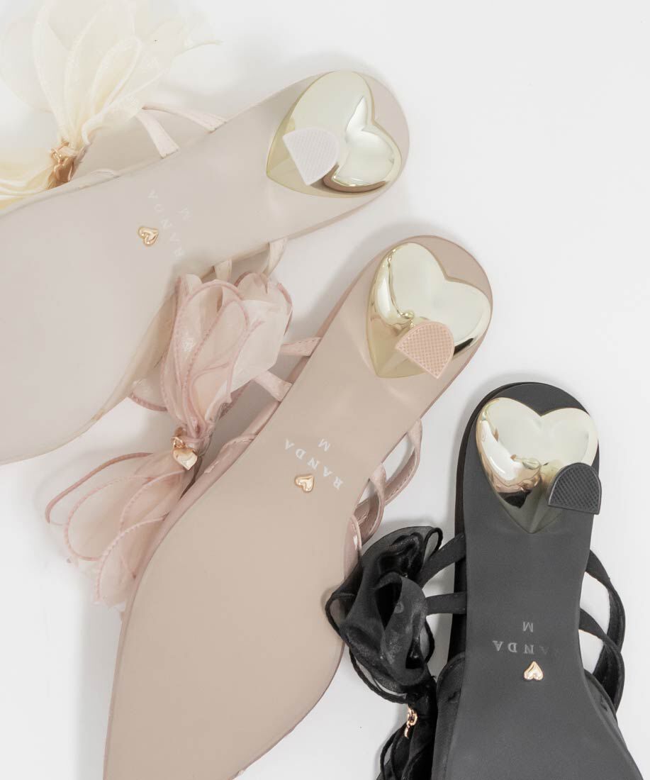  「シフォンリボンハートミュールパンプス」|パンプス|