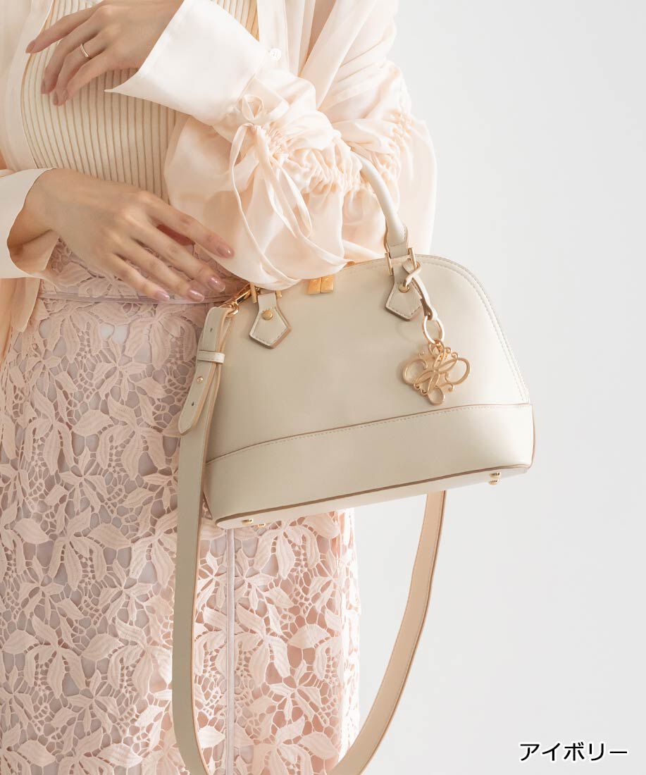  「ラウンド2WAYショルダーバッグ」|ハンドバッグ|アイボリー