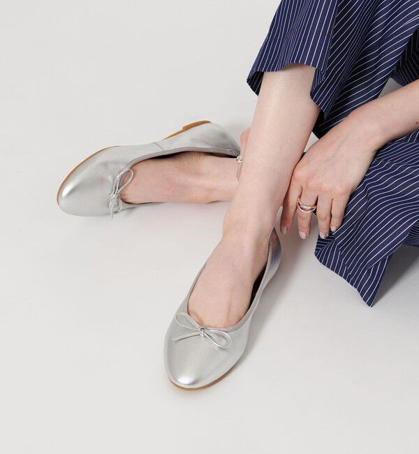 UNITED ARROWS「レイン レザー バレエシューズ」|レインシューズ|SILVER