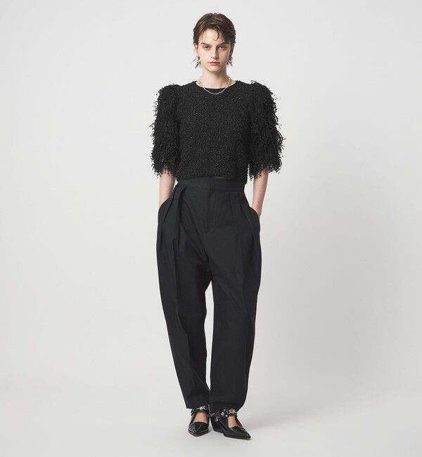 ASTRAET「＜ASTRAET＞ フリンジスリーブ クルーネックニット」|ニット・セーター|