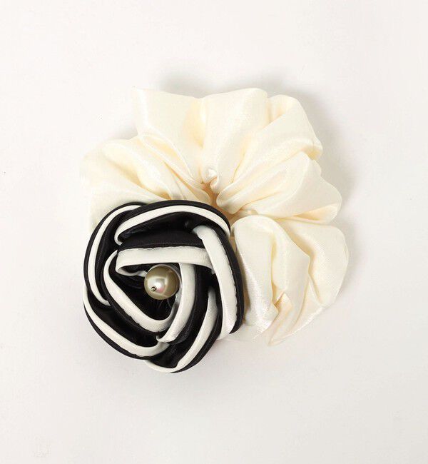 UNITED ARROWS「バイカラー ローズ シュシュ」|ヘアゴム・シュシュ|BLACK