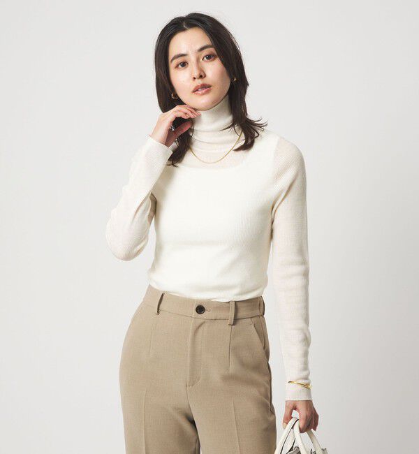 UNITED ARROWS green label relaxing「ウール シアー リブ タートルネック ニット ウォッシャブル」|ニット・セーター|