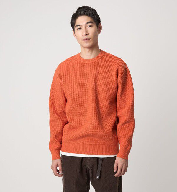 UNITED ARROWS green label relaxing「コットン ポリエステル ワッフル クルーネック ニット」|ニット・セーター|ORANGE