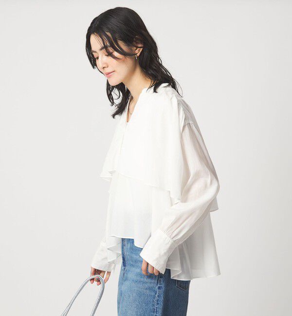 UNITED ARROWS green label relaxing「［size SHORTあり］ボイル レイヤー ギャザー ブラウス」|シャツ・ブラウス|