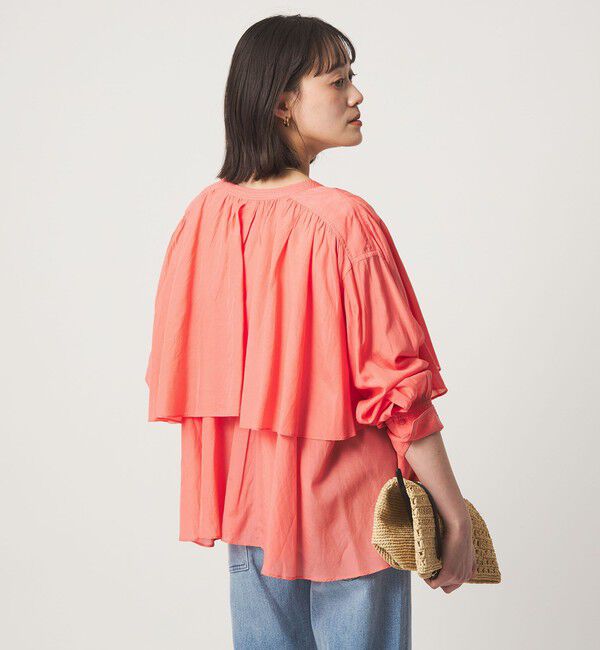 UNITED ARROWS green label relaxing「［size SHORTあり］ボイル レイヤー ギャザー ブラウス」|シャツ・ブラウス|