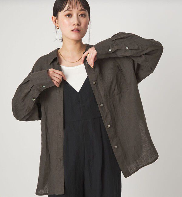 UNITED ARROWS green label relaxing「【結論シリーズ】リネン2WAYシャツ［size SHORTあり］」|シャツ・ブラウス|