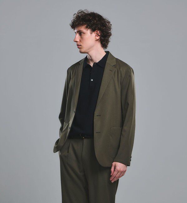 UNITED ARROWS green label relaxing「DICROS ポリエステル ツイル リラックス ジャケット -ストレッチ・撥水-」|テーラードジャケット|OLIVE