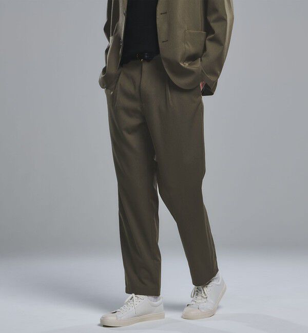 UNITED ARROWS green label relaxing「DICROS ポリエステル ツイル 1プリーツ W2 ユーティリティパンツ -ストレッチ・撥水-」|チノ|OLIVE