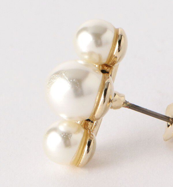 BEAUTY&YOUTH UNITED ARROWS「3パールモチーフ カーブ ピアス」|ピアス|