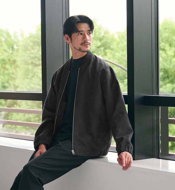 BEAUTY&YOUTH UNITED ARROWS「【WEB限定 WARDROBE SMART】スエードライク リブ ブルゾン」|ブルゾン・スタジャン|BLACK