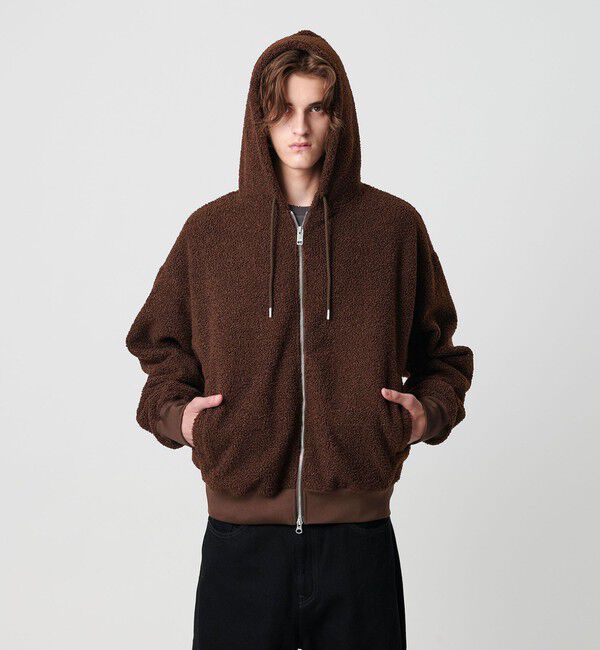 MONKEY TIME「ボアフリース フルジップ フーディー」|カーディガン|