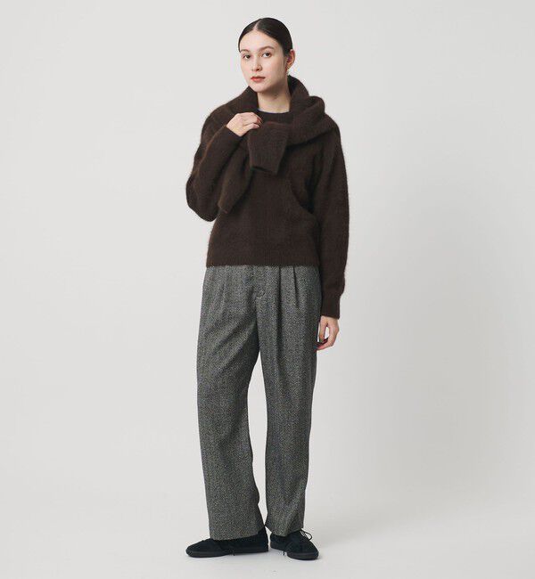 BEAUTY&YOUTH UNITED ARROWS「【WEB限定】裏起毛ヘリンボーン タックワイドパンツ ウォッシャブル」|チノ|