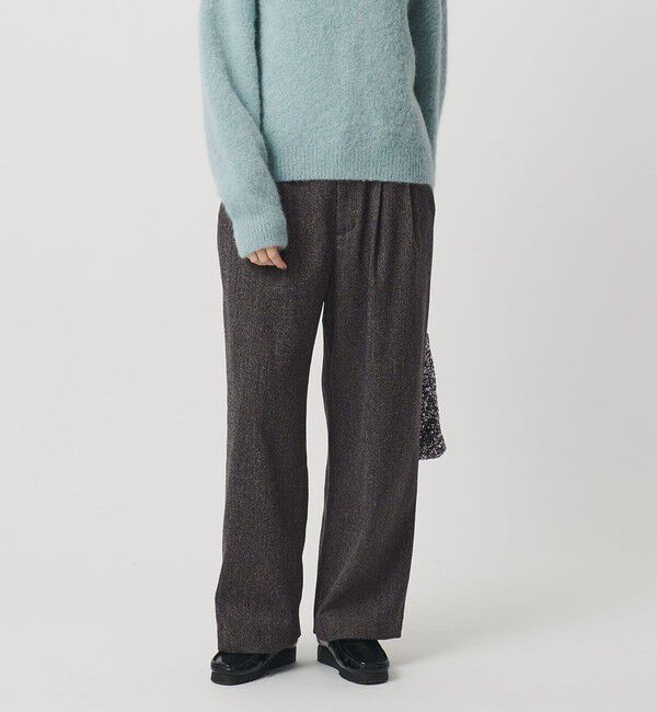 BEAUTY&YOUTH UNITED ARROWS「【WEB限定】裏起毛ヘリンボーン タックワイドパンツ ウォッシャブル」|チノ|DK.GRAY