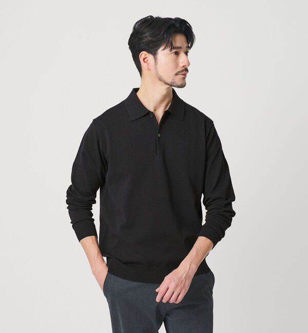 BEAUTY&YOUTH UNITED ARROWS「【WEB限定 WARDROBE SMART】KOUKIN ハイゲージ ニット ポロシャツ【抗菌・防臭】」|ニット・セーター|BLACK