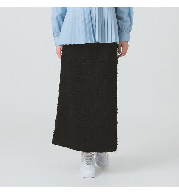 Ray BEAMS 「シャーリング ボーダー スカート」|スカート|BLACK