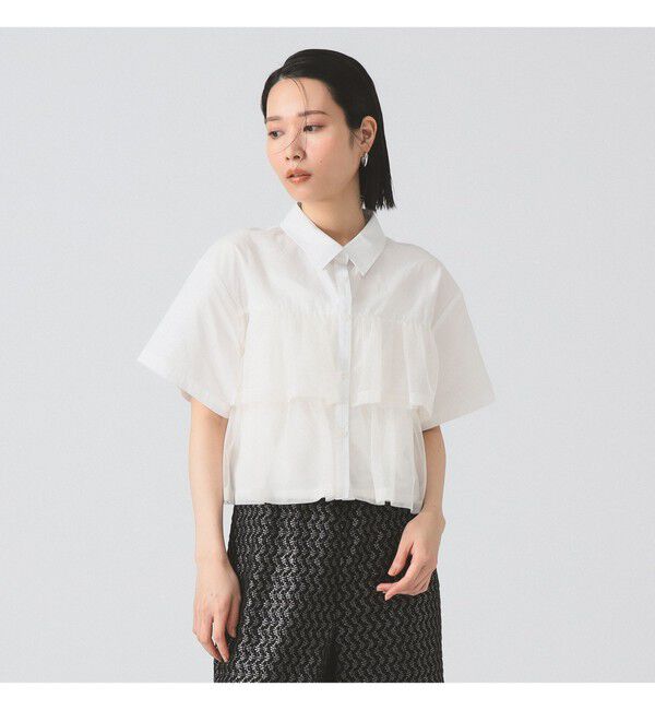 Ray BEAMS 「シアー ティアード クロップド シャツ」|シャツ・ブラウス|