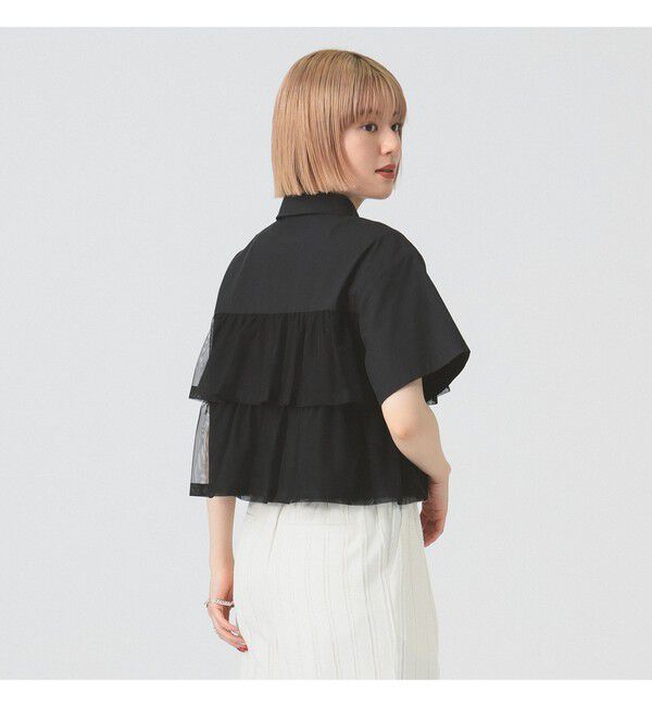 Ray BEAMS 「シアー ティアード クロップド シャツ」|シャツ・ブラウス|